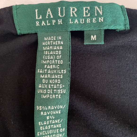 Lauren Raplh Lauren black Rayon blouse top W Black Sheer Flare Cap Sleeves US M - Picture 5 of 6